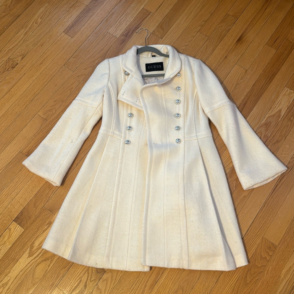 Guess Cream Double-Breasted Coat